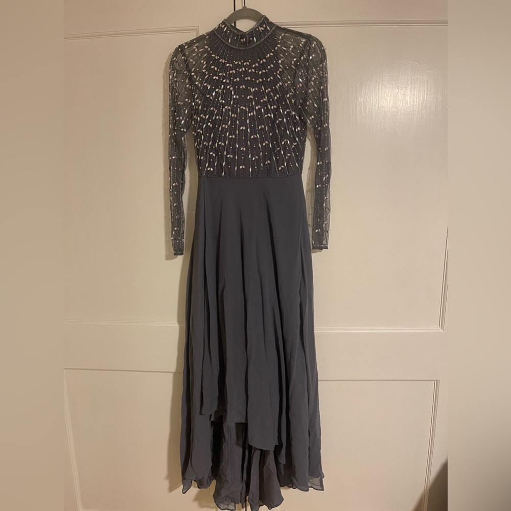 ASOS DESIGN maxi dress with linear embellished bodice and wrap skirt